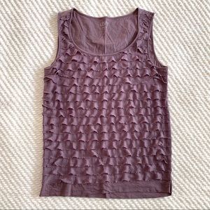 LOFT S Purple Sleeveless Top with Ruffles